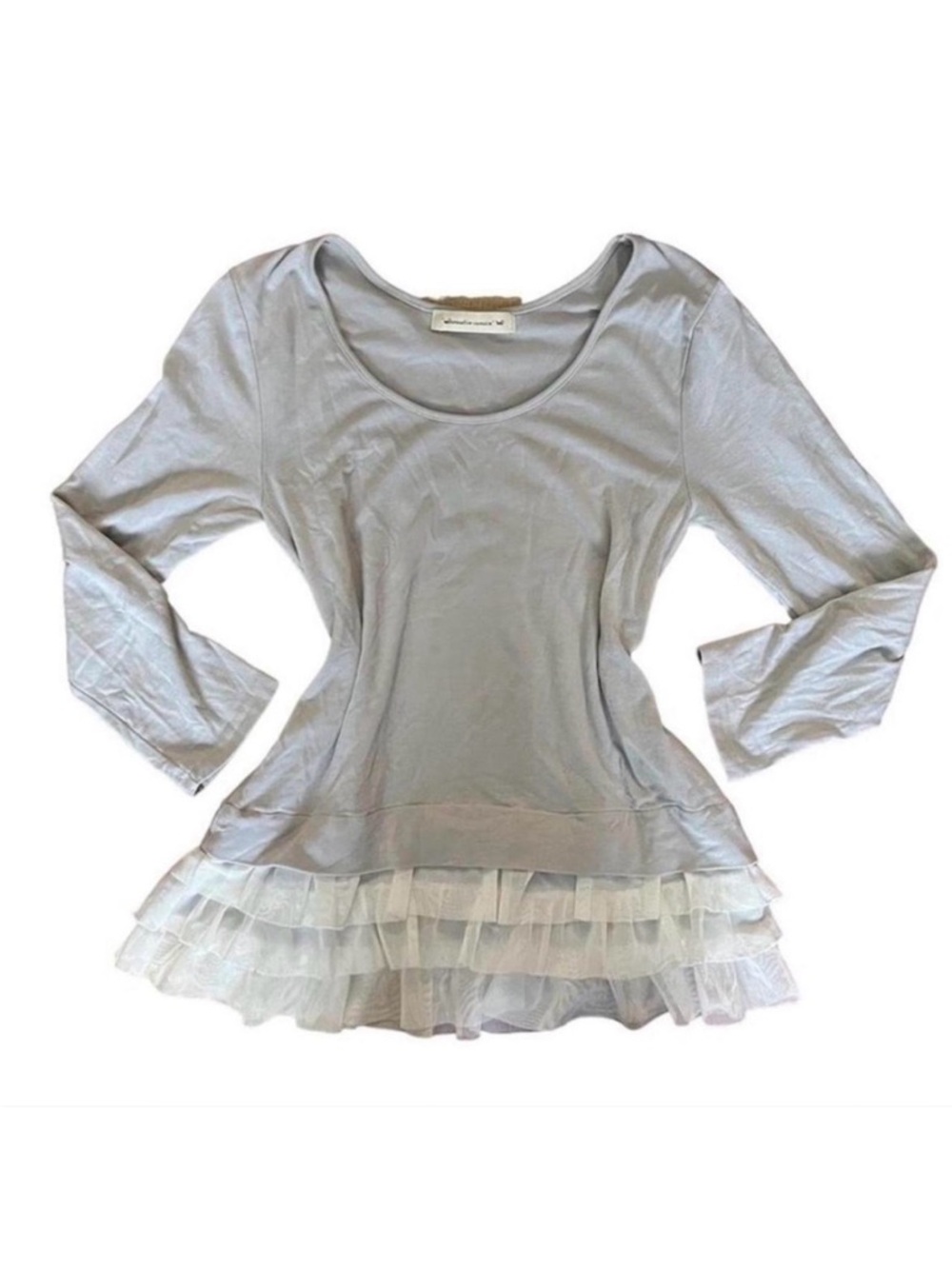 vintage japanese brand “alternative version” coquette grey ruffled top size M 𑣲